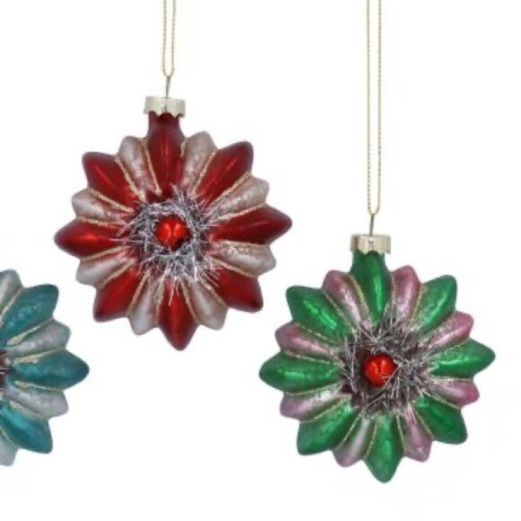 Starburst Glass Bauble Christmas Tree Ornaments Decorations, Set of 2 - Picture 4 of 4